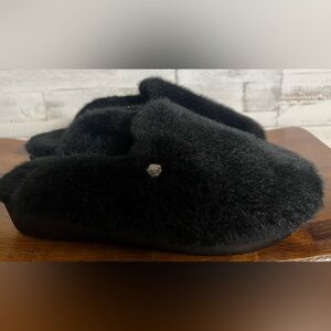 Alegria Leisurelee Black Faux Fur Slippers in Size 38 EU 8-8.5 US